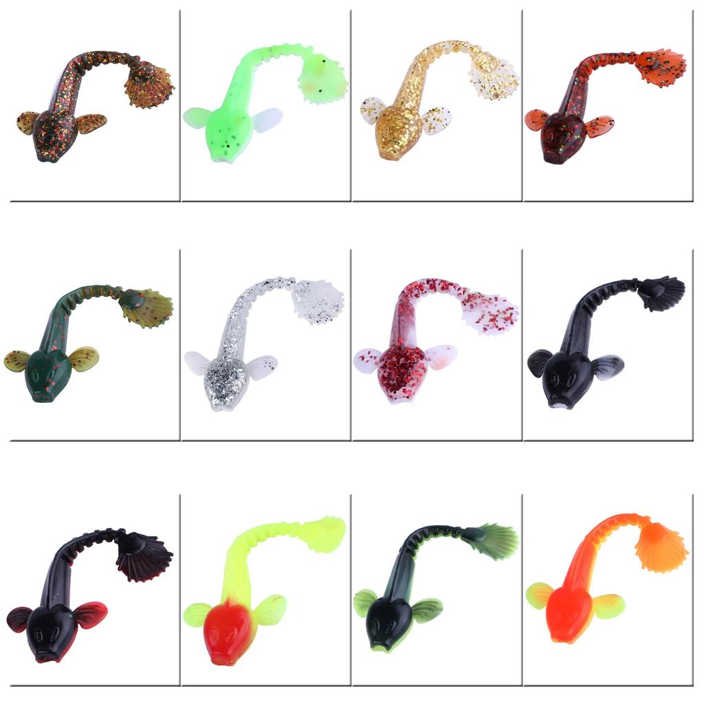 Soft Lure 4.5g 3.5in 90mm 12PCS/Lot Fishing Swimbait Lure Set Tail Worm Saltwater/Freshwater Fishing Baits