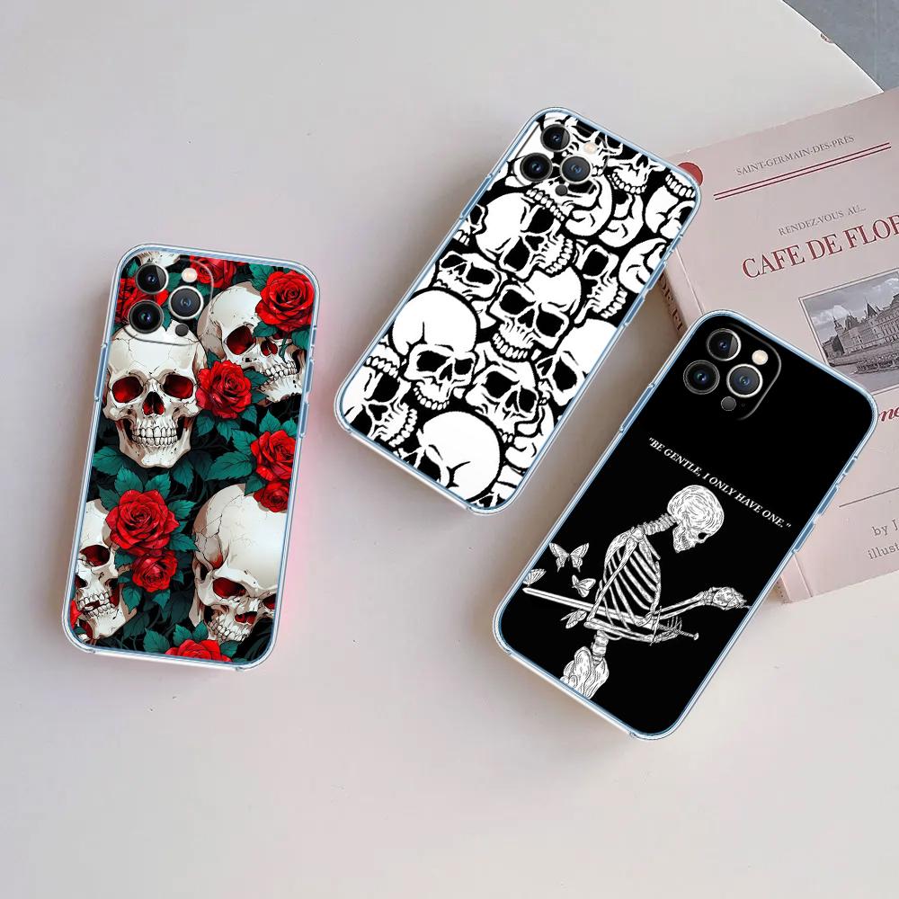 FM46 Skeleton Skull Soft Shell Transparent Phone Case for Motorola Moto G7 G8 G9 G84 G85 G73 G24 G15 Z2 Play Power Plus