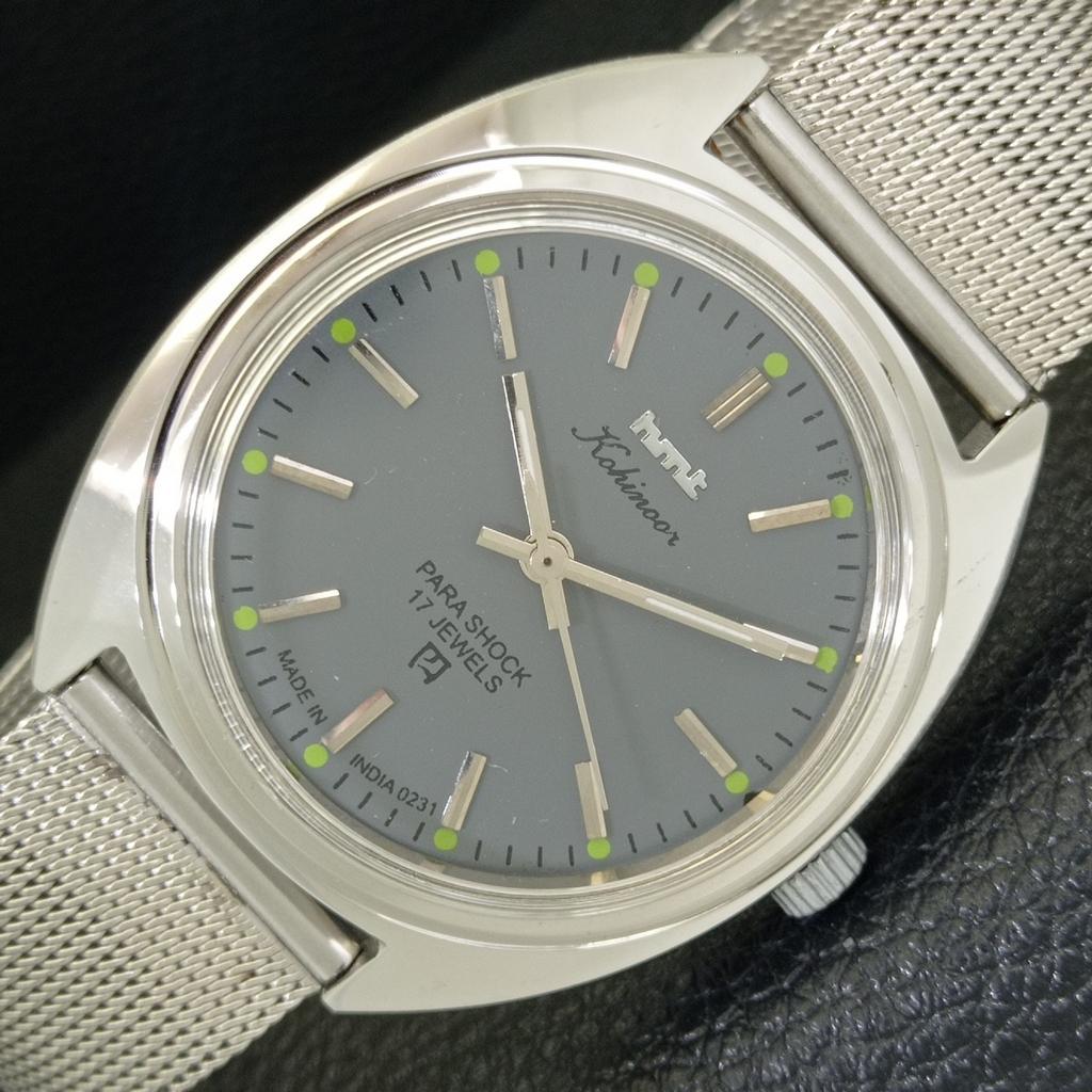 INDIAN VINTAGE HMT KOHINOOR HAND-WINDING MENS GREY COLOR DIAL WATCH a440946-4 HT-a440946
