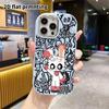 Phone Case: 2D Flat Design Suitable for iPhone 18 17 16 15 14 13 Pro Protective Case, Couple Style, Pink and White Love Heart Rabbit, Christmas and Ha