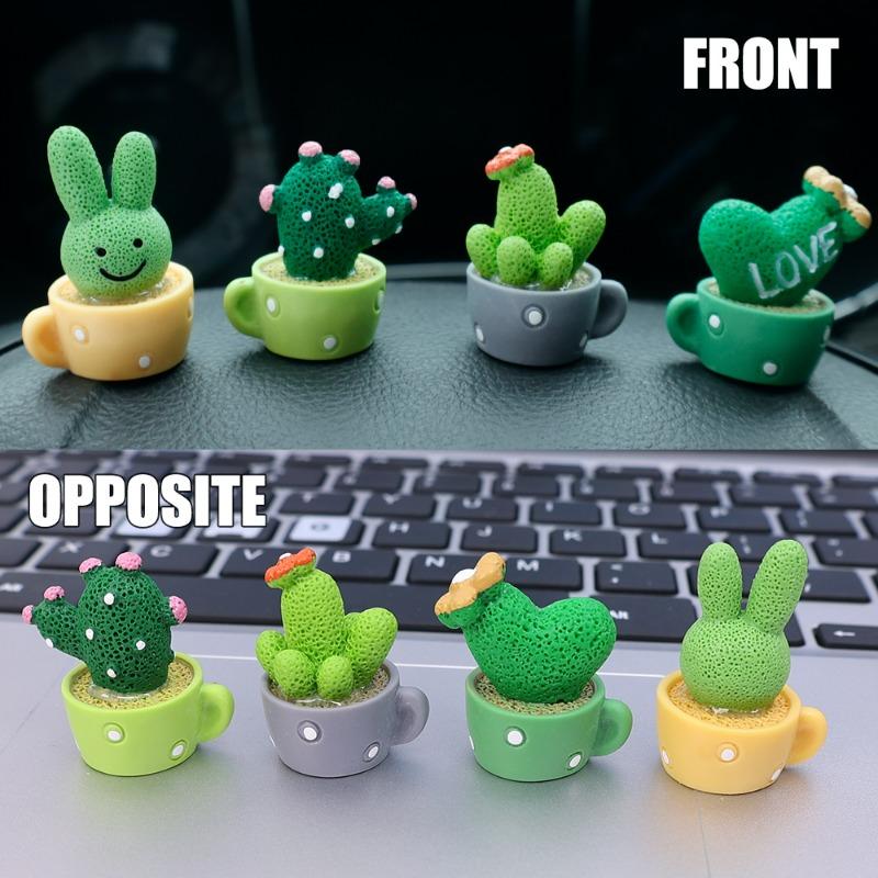 Mini cactus in vaso ornamenti per auto cruscotto auto cartone animato cactus tema decorazione interna ornamenti pianta verde vaso decorazione