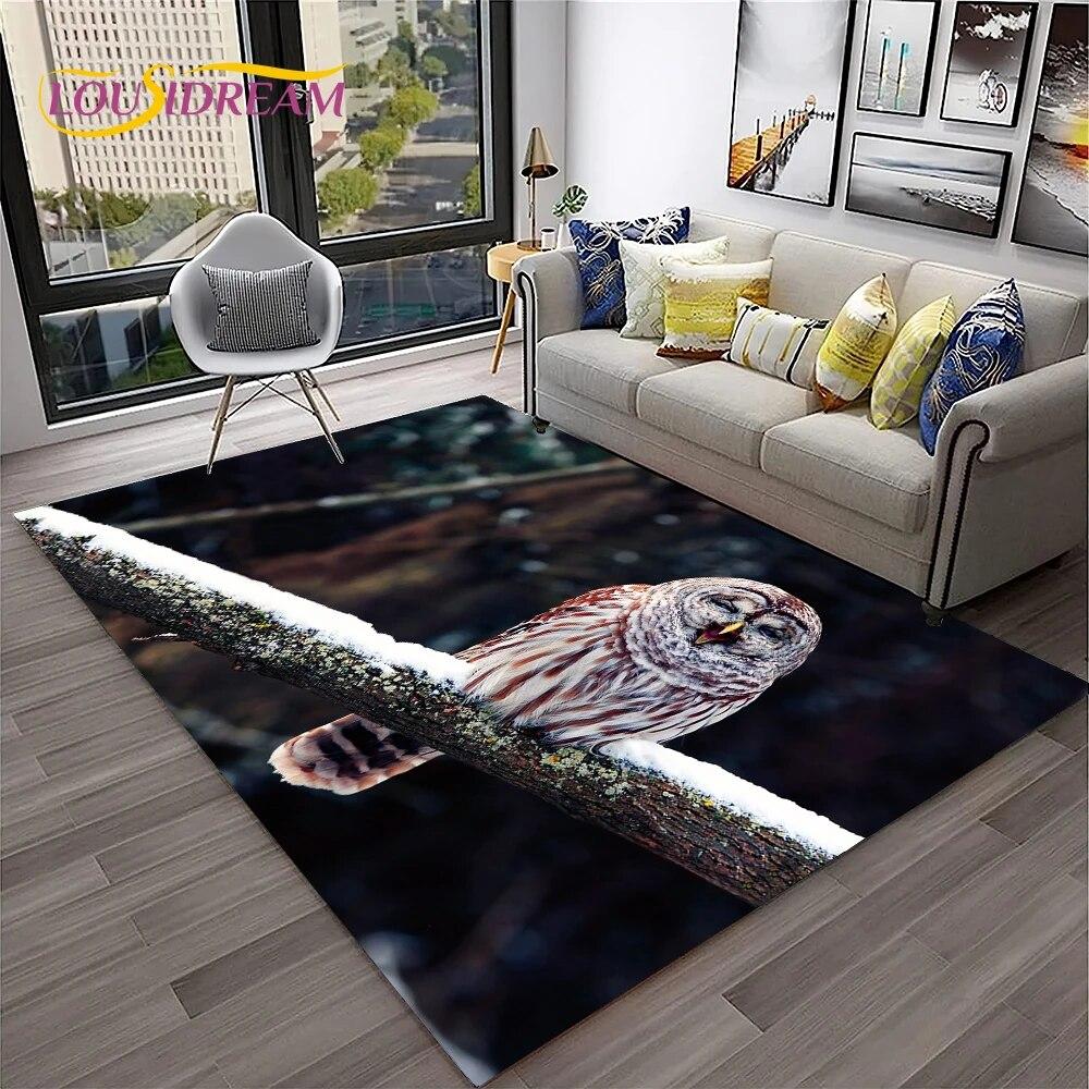 3D Cartoon Cute Owl Series Carpet Rug for Home Living Room Bedroom Sofa Kitchen Doormat Decor,Child Area Rug Non-slip Floor Mat