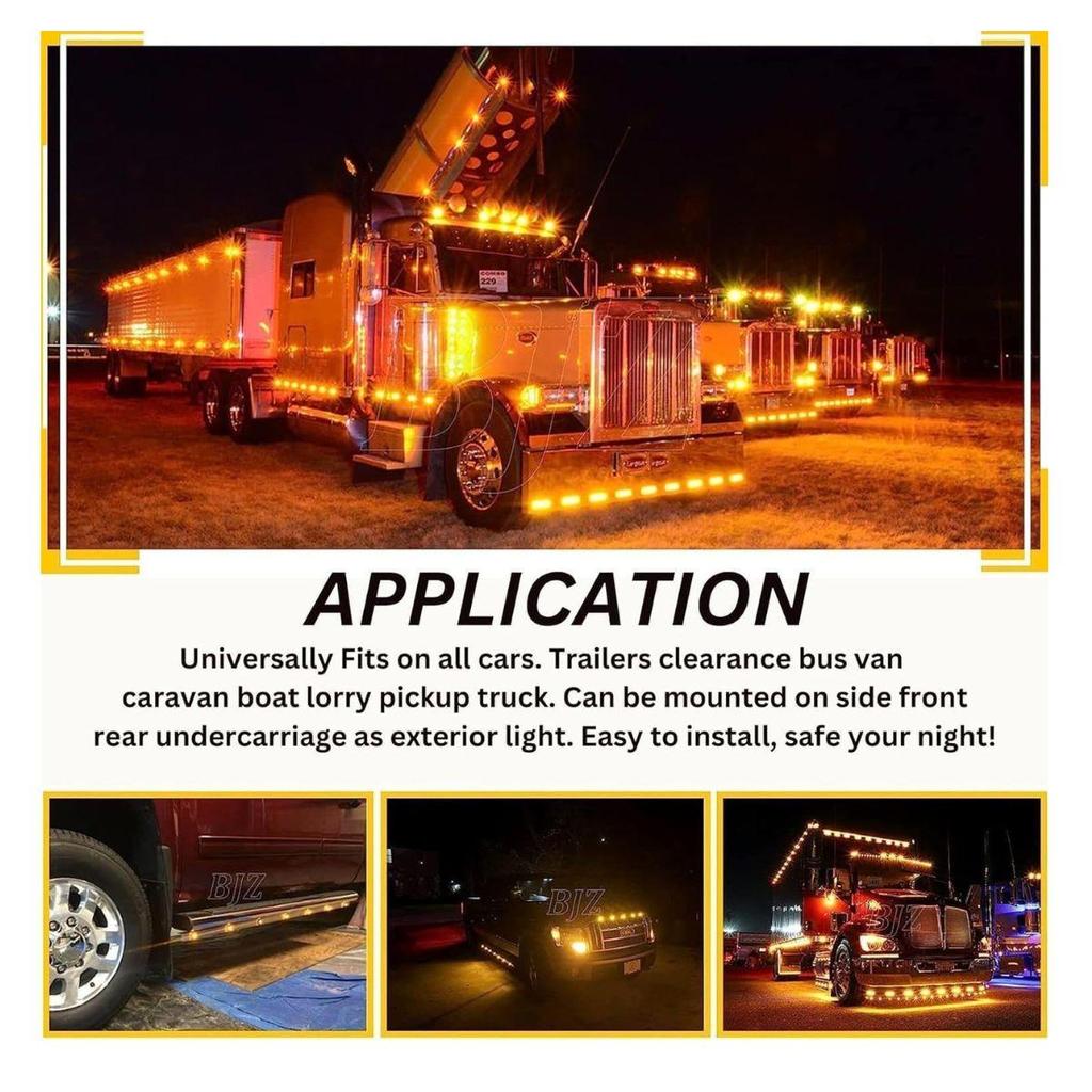 18PCS LED Marker Lights Trailer 12V Waterproof Amber Chicken Lights for Semi Trucks Freightliner Cargo – Universal Fit