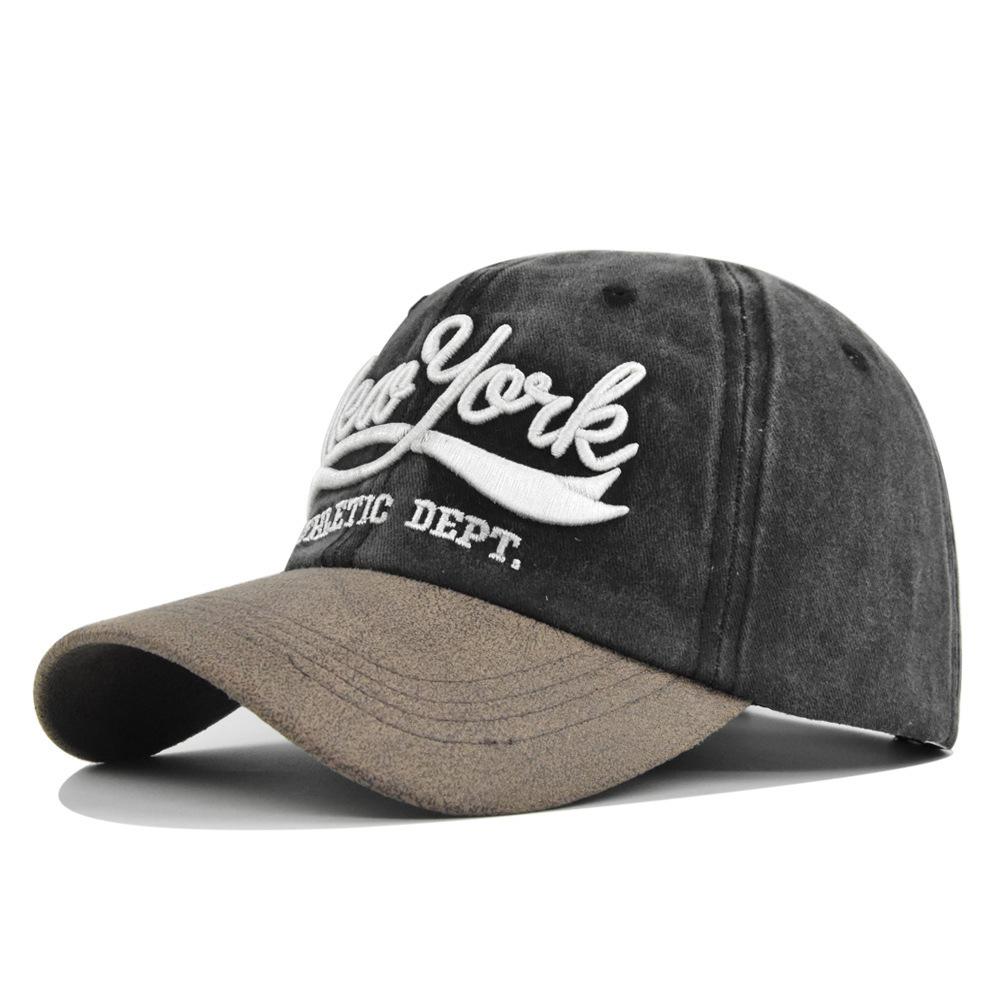 Vintage embroidered baseball cap - unisex washed denim sun hat - couple s cotton cap adjustable