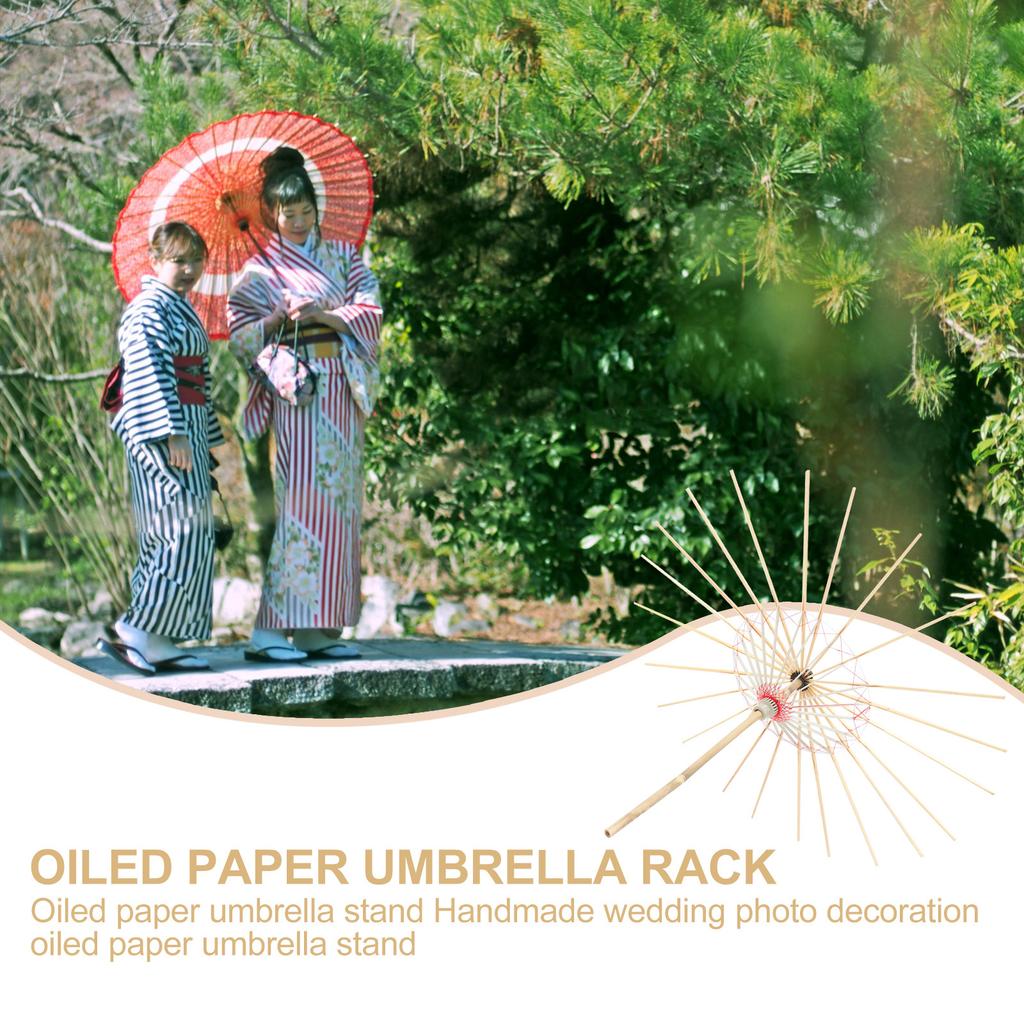 2Pcs Oiled Paper Umbrella Racks Handmade Bamboo Support Stands for Stage Photo Props Holiday Party Decor Classical Chinese Style