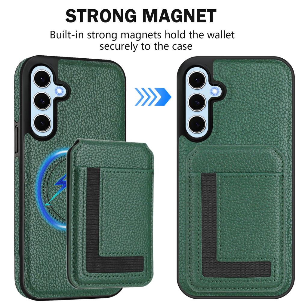Dla Samsung Galaxy S24 Magnetyczne Etui TPU + Skóra PU Tylna Pokrywa Telefonu z Odpinanym Uchwytem na Karty