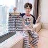 100% Cotton Boys Pajama Set Short Sleeve Long Pants 3-Piece Cartoon Sleepwear Kids Teens Home Wear
