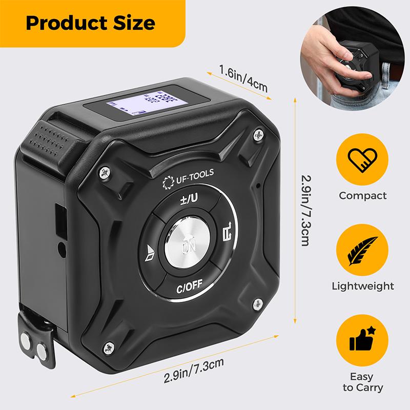 Smart Laser Distance Tape Measure 40M Laser Range 5M Steel Tape Front Back Reference Switch Unit Conversion LCD Display