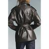Za Export New Arrival Women's Clothing ZR Fashion Style Fashion Sense Versatile Pocket Decoration Imitation Leather Jacket Outwear 4341766