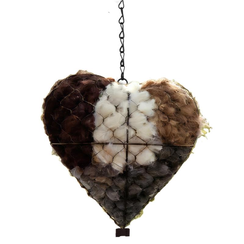 Iron Heart Shape Handmade Bird Nesting Heart Refillable Garden Yard Art Decoration Natural Nesting Fibers for Wild Birds
