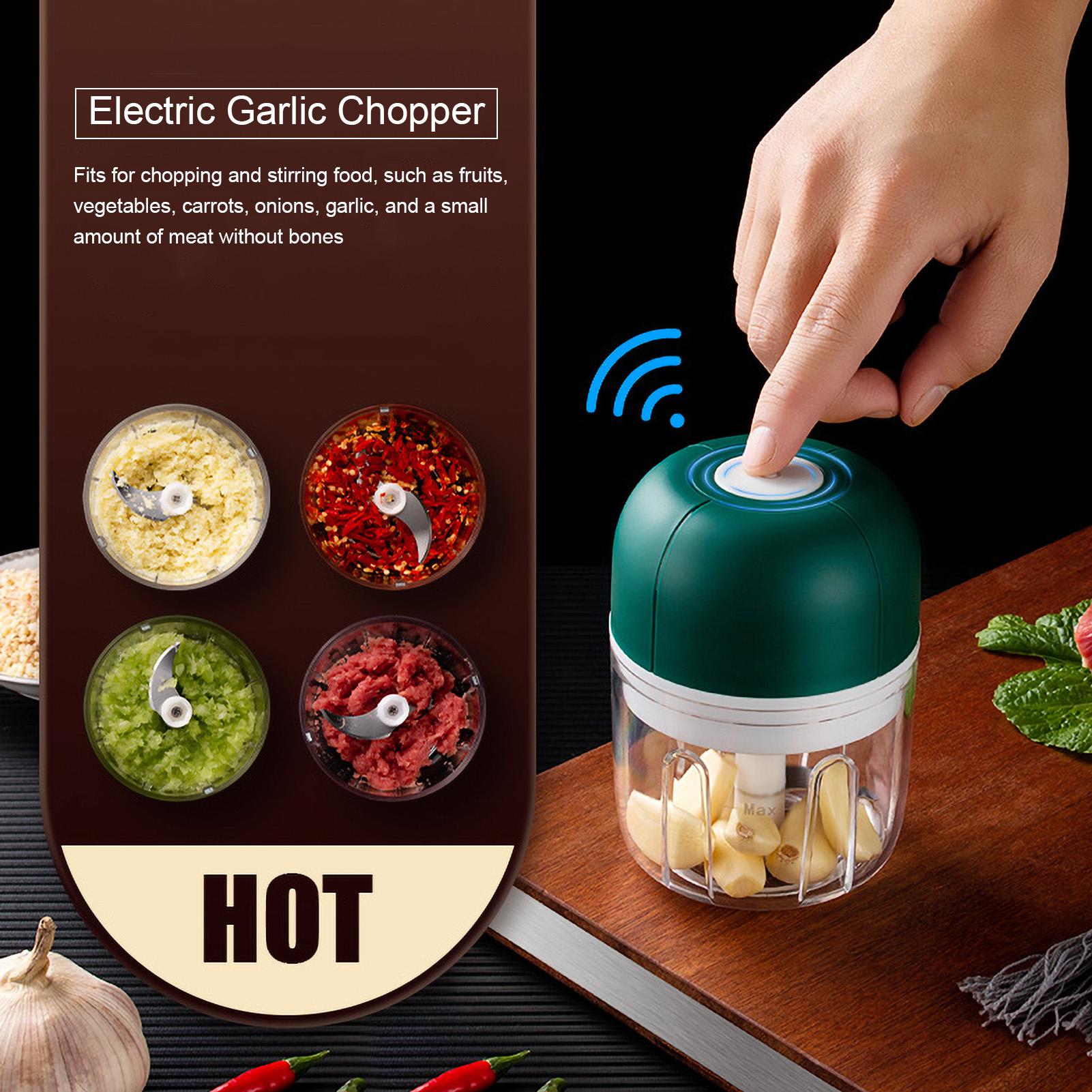 250mL   Electric Garlic Chopper Multi-function Food Chopper USB Charging Garlic Grinder Mincer Cutter for Chopping Vegetables Fruits Onions Garlics