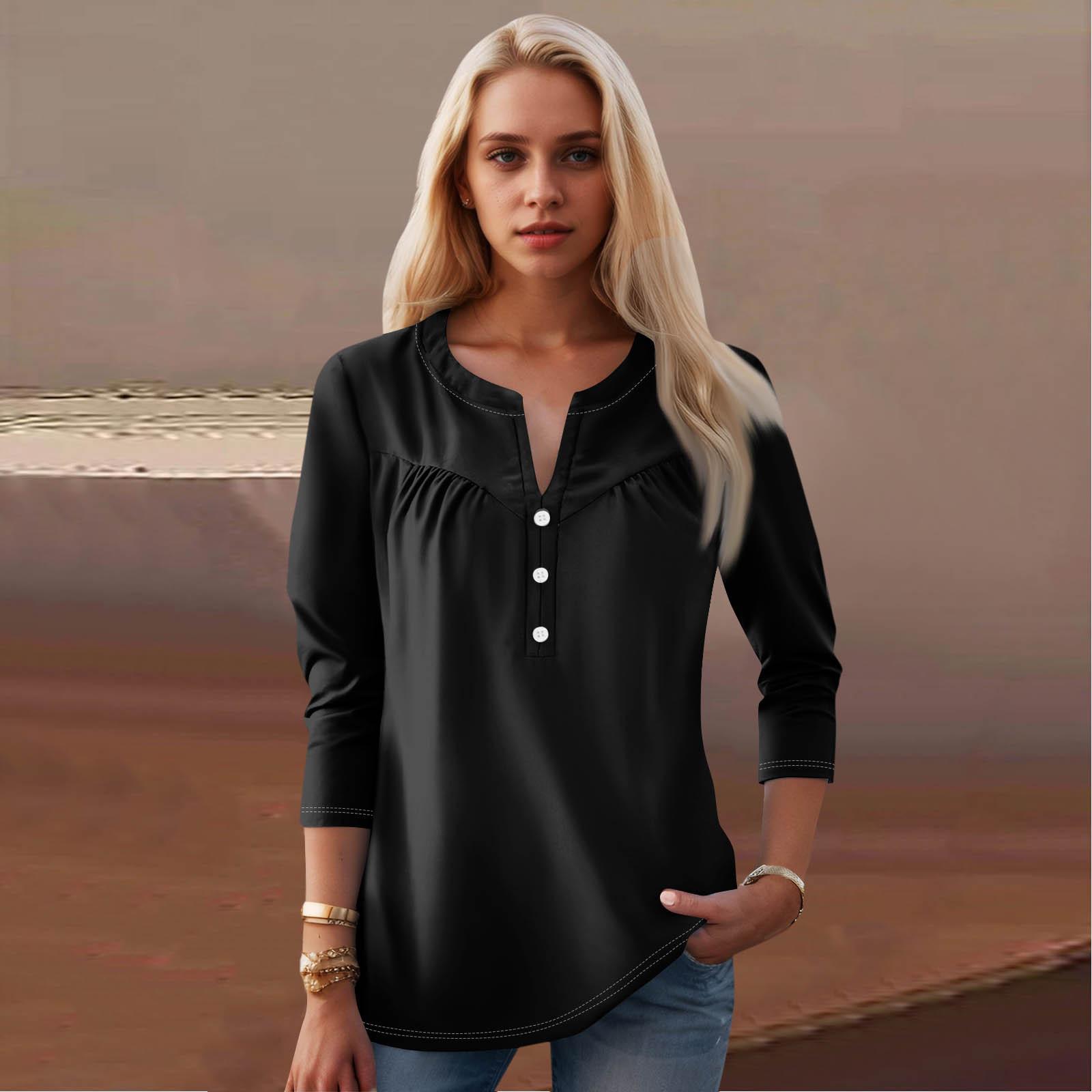 

Женская мода повседневный топ с длинным рукавом и круглым вырезом с цветочным принтом XL чёрный