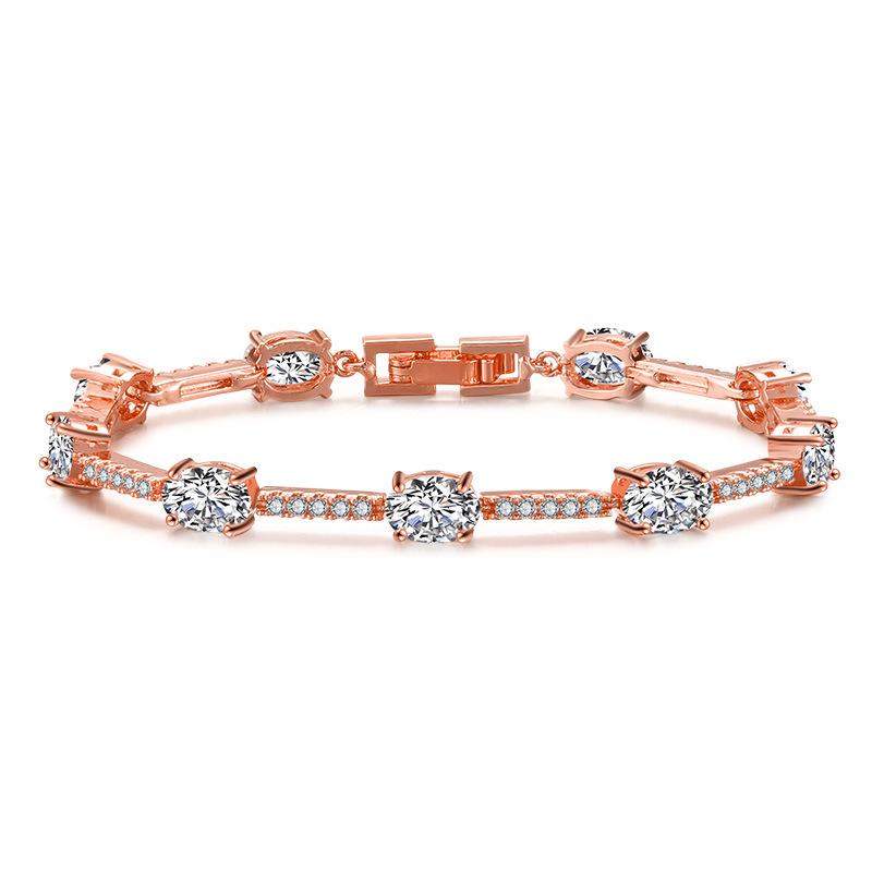 RAKOL Cross-border Supply, European and American Fashion Classic Micro-inlaid Oval Zircon Bracelet, Women's Exquisite and Versatile Bridal Jewelry