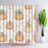 1Pc Watercolor Pumpkin Bow Shower Curtain - Orange Pumpkin With Pale Pink And Teal Bows, Delicate Floral Decoration, With Hook
