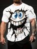 3D Cartoon Face Breakthrough Design Men's Crewneck T-Shirt – Trendy Summer Outdoor Wear, Comfortable Casual Top for Running, Gym & Everyday Use,