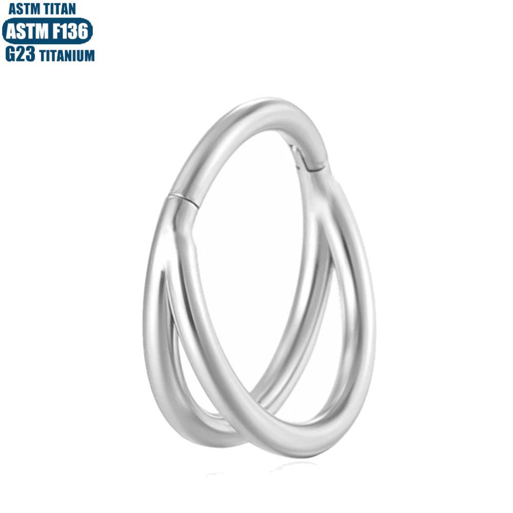 F136 Implant Grade Titanium Forked Nose Ring & Zirconia Seamless Stud Earring Set