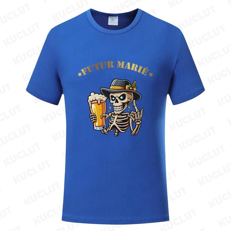 French Men's T Shirt Evg Futur Marié Team Groom Squad Shirt Wedding Best Man Tshirt Funny Single Farewell Bachelor Party Tees