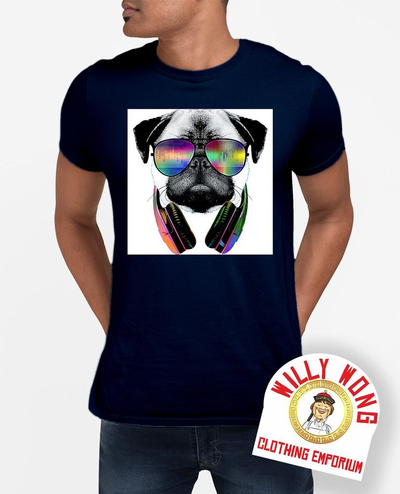 Pug Dog Dj Glasses T-Shirt Geek Nerd Tee Classic Gift Movie Men Music Retro Unisex T-Shirt