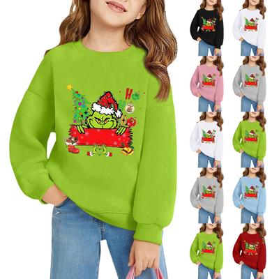 Pullovers de Natal de Gola Redonda para Meninas para Crianças Tops de Bebê Estampados