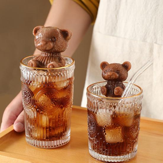 Ice Cube Mold Bear Shape Silicone Ice Tray for Coffee Milk Tea Juice Cocktails BPA-Free Food Grade Soft Cute Ice Cube Maker