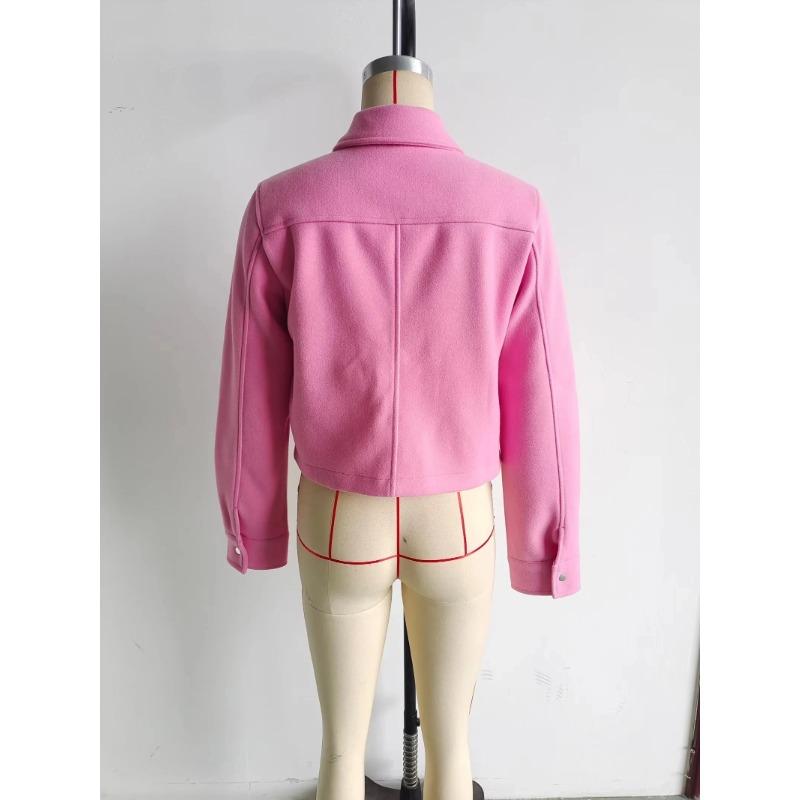 Women Jackets Button Down Turndown Collar Jacket with Pockets Bomber Coats Autumn Winter Women Solid Coat Streetwear Casual Female Outerwear Chic Tops