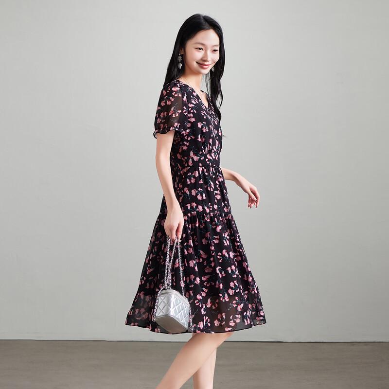 SOFSIL French Elegant Floral Bubble Sleeve Dress