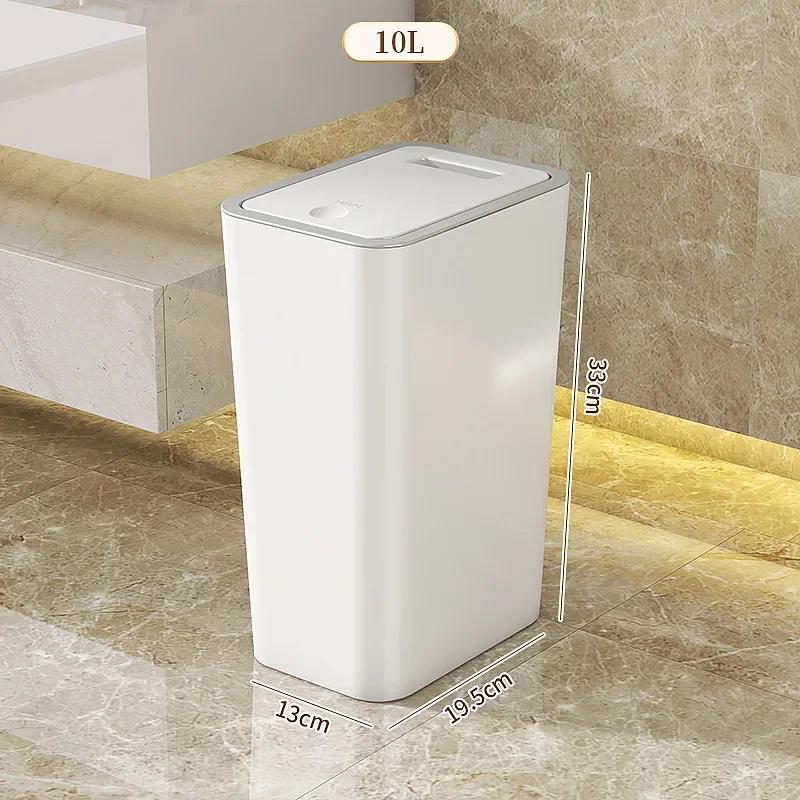 Bathroom & Kitchen Odor-Proof Trash Can - 10L One-Touch Opening, Modern Design, Durable Plastic, Space-Saving Leakproof Bin