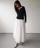 Cool Kitten Flare Long Skirt With Shirred Waist Detail (White)