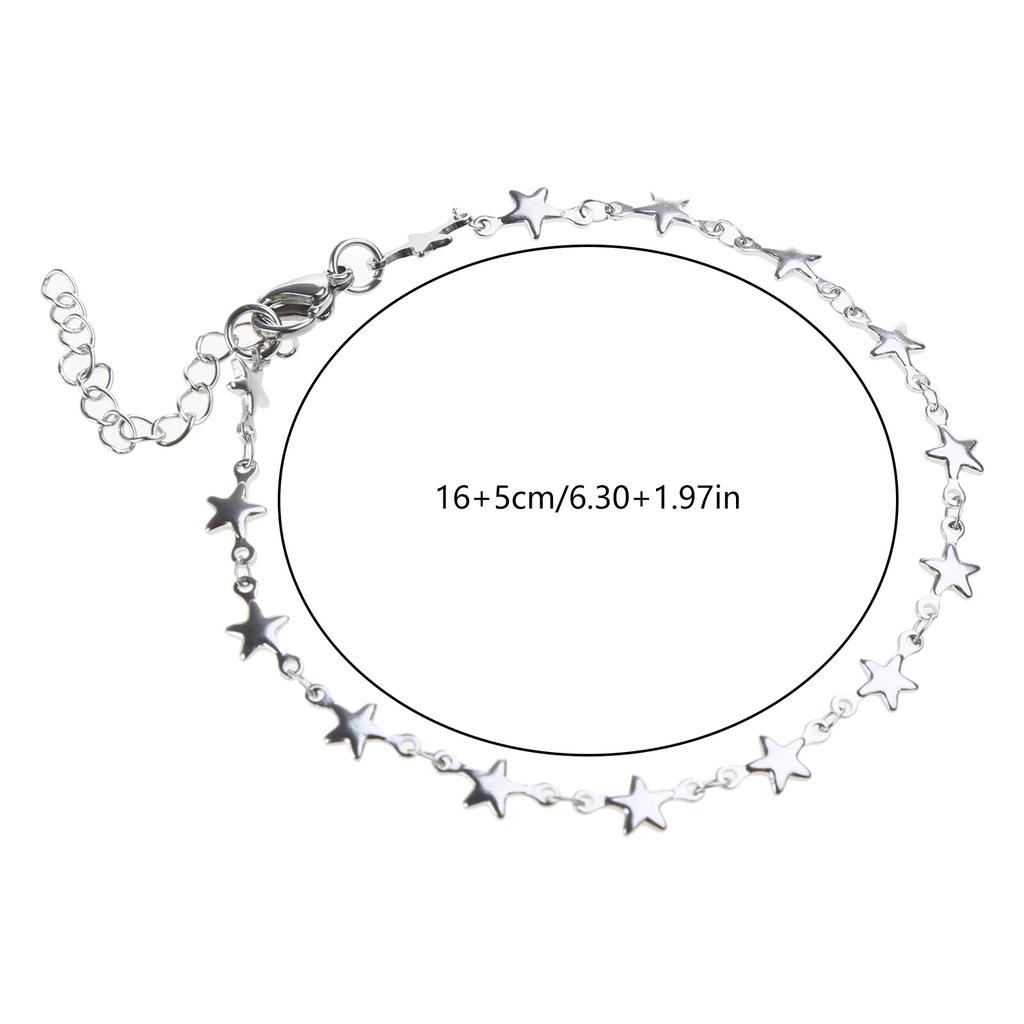 Fashion Five-Pointed Star Bracelet Simple Bangle Adjustable Link Chain Bracelet Jewelry Gift for Birthday Christmas