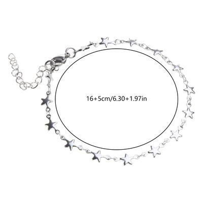 Five-Pointed Star Bracelet Simple Link Chain Bracelet Gifts for Birthday Christm