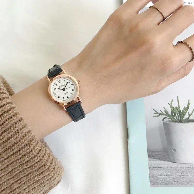 Simple Woman Watch Small Round Girl's Belt Quartz Wristwatches Watches for Women Gift Reloj Para Mujer Casual Watch Montre Femme