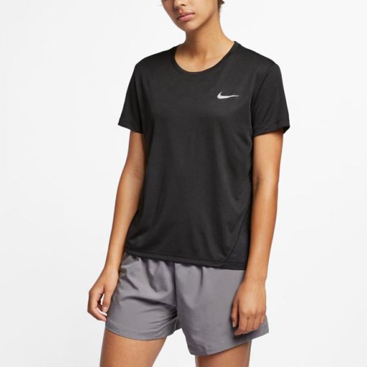 Nike Tricou cu mânecă scurtă, respirabil, cu uscare rapidă, pentru antrenament sportiv Dri-FIT, Topuri pentru femei, negru AJ8122-010
