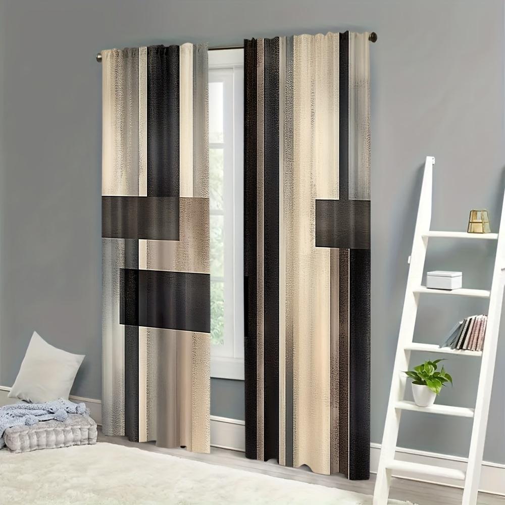 2 Pezzi Tende Stampate con Design a Griglia Grigio Geometrico, Design per Privacy e Decorazione, Perfette per l'Arredamento della Casa in Camere da Letto, Uffici, Ki