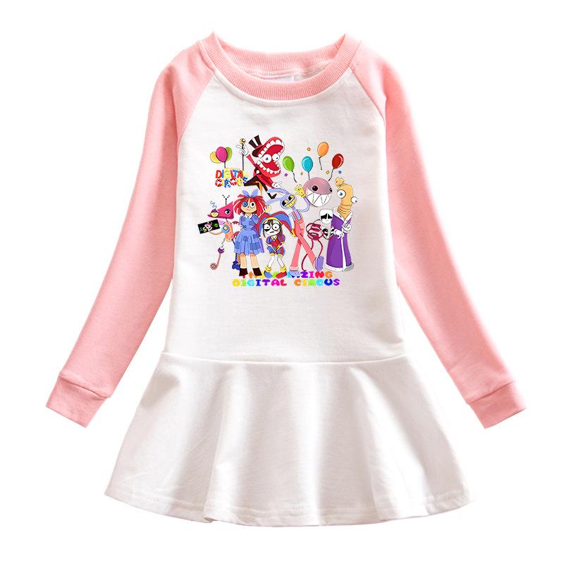 Korean Style Girls' Cartoon Long Sleeve Princess Dress - Mesh Skirt (Spring & Autumn 2026)