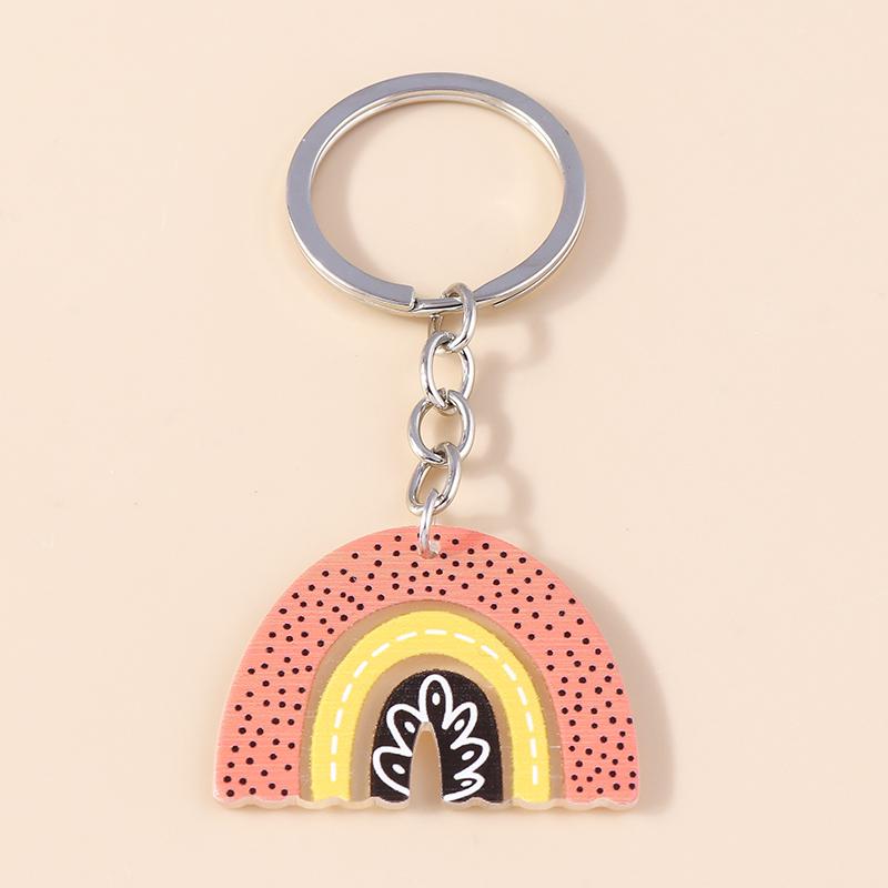 Colorful Rainbow Keychain Smile Cloud Key Rings Resin Key Chains for Women Girls Handbag Gift Jewelry Accessories