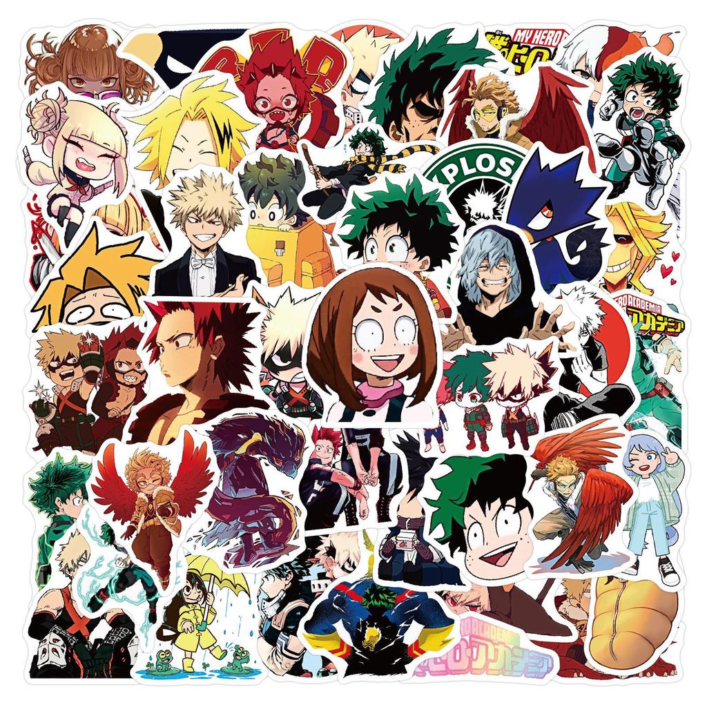 50Pcs My Hero Academia Stickers DIY Decoration Waterproof Skateboard Notebook Luggage Laptop Phone Fridge Decals