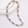 French Retro Shijia Pearl Necklace - Multicolor Pearls with Diamond Horseshoe Clasp Clavicle Chain for Women
