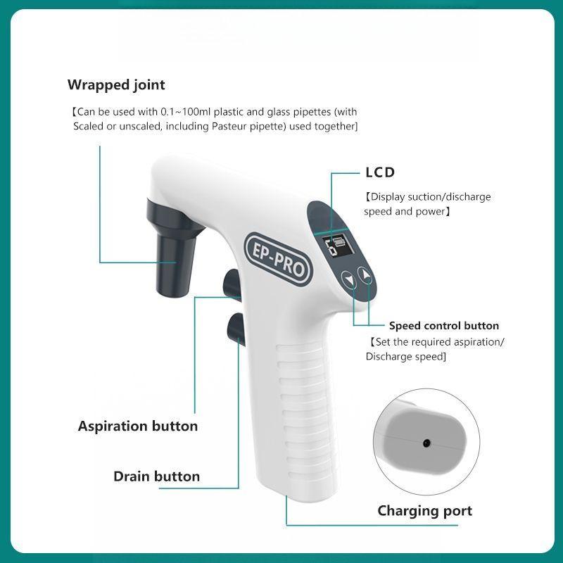 200ML LED Digital Display Electtic Pipette Controller Automatic Pipette Lab Equipment Electronic Pipette Pump