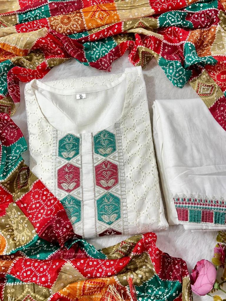 Indian Bollywood Cotton Schiffle Chikankari Kurti Set Women Designer Salwar Kameez Dress