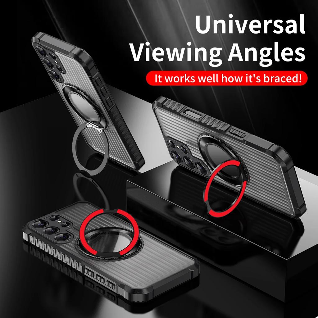 360° Rotate Ring Stand Military Grade Magnetic Case for Samsung S25 S23 S24 FE S22 Ultra Plus S25 Edge A56 A36 A26 Armor Cover