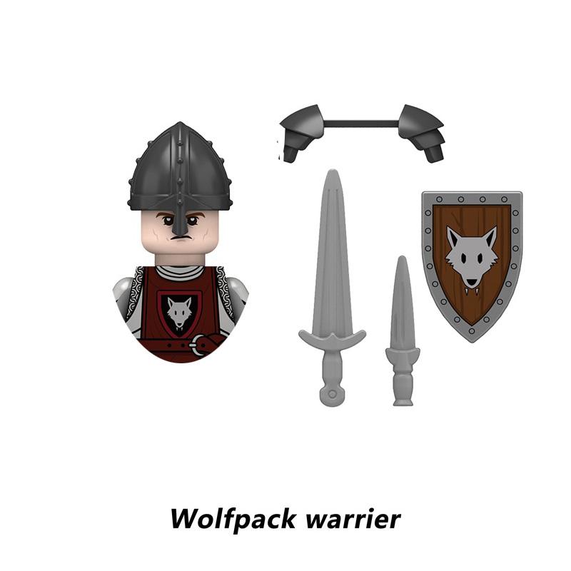 Средневековый замок Солдаты Темный Рыцарь Стая Волк Воин Атлантский Мечник Племенные Воины Древние Военные Фигурки Строительный Блок