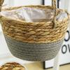 Handwoven Straw Hanging Basket Decorative Waterproof Woven Flower Basket Handmade Macrame Plant Storage Basket Home Decor