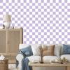 White and lavender checkerboard wallpaper for living room and bedroom 50x1000