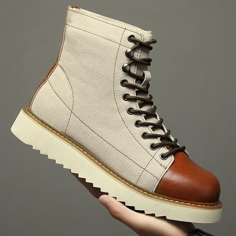 Leather Martin Boots Men's High-top Ami Kaji Short-face Boots Men's British Style Retro High-end Mid-top Men's Shoes