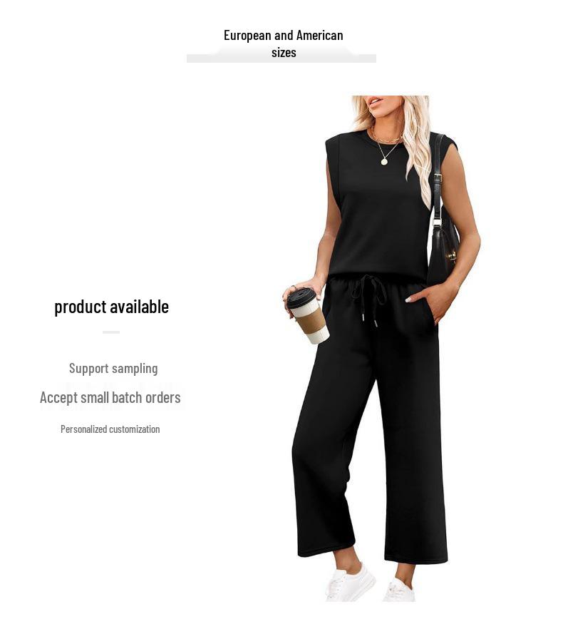 2025 Women's Loose Sleeveless Two-Piece Set: Round Neck Vest Top & Pants