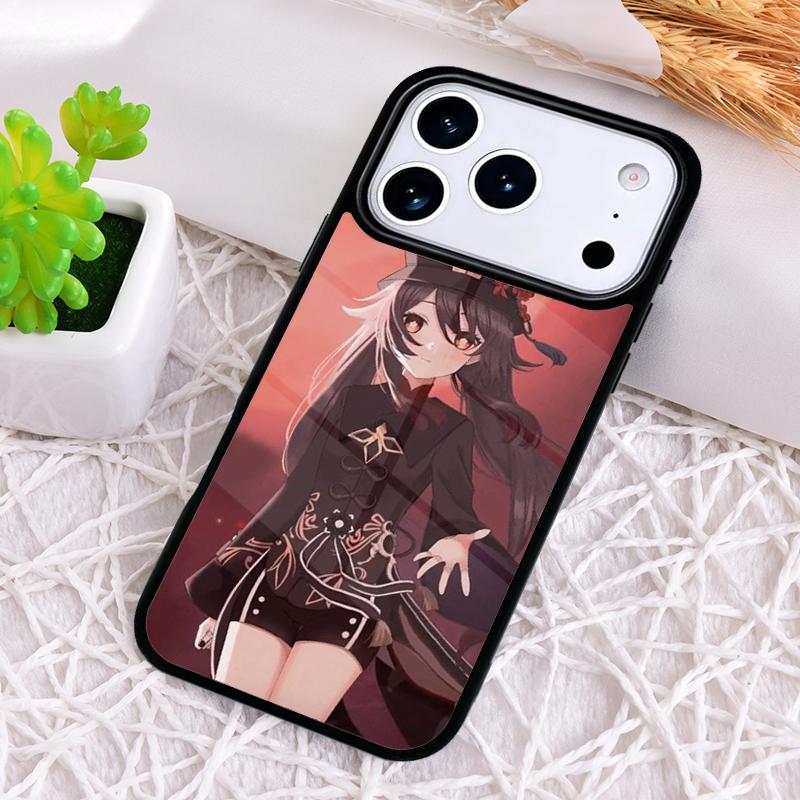 

Cartoon Hu Tao Genshin Impact Phone Case for iPhone 17 Air 16 15 11 12 14 13 Pro Max Shockproof Cover iPhone 15 Plus
