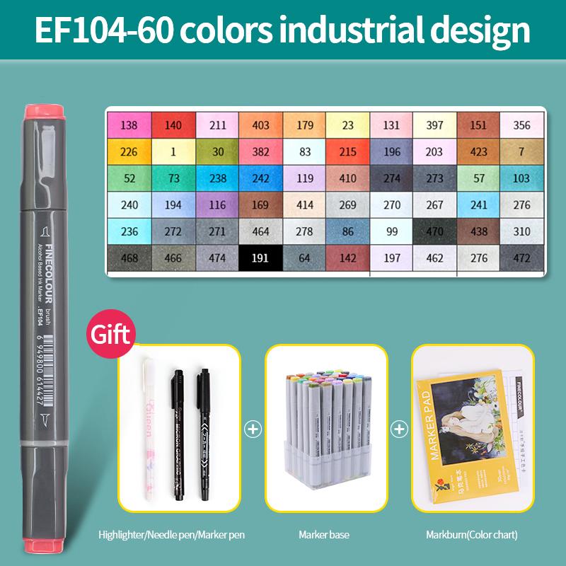 EF104 Double-Head Alcohol Marker Pens Sketch Design Marker Brush Pen Beginner Manga Graphic Drawing Art Supplies