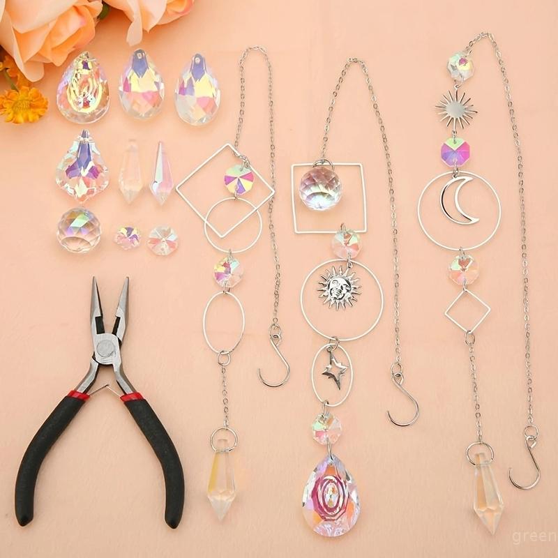 DIY zvonkohra Crystal Sun Catcher Šperky Ornamenty Příslušenství Duha Maker Hranol Koule Přívěsek Dekorace Materiál Části