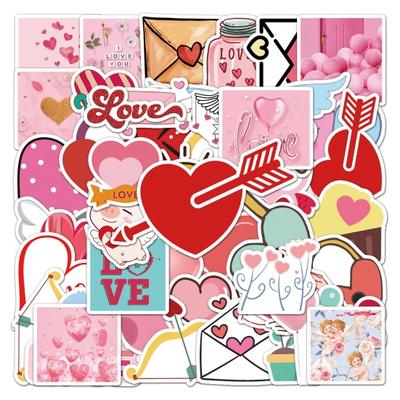 50Pcs Valentine Love Heart Pattern Stickers Kid DIY Waterproof Graffiti Decals Laptop Bicycle Guitar Skateboard Decoration