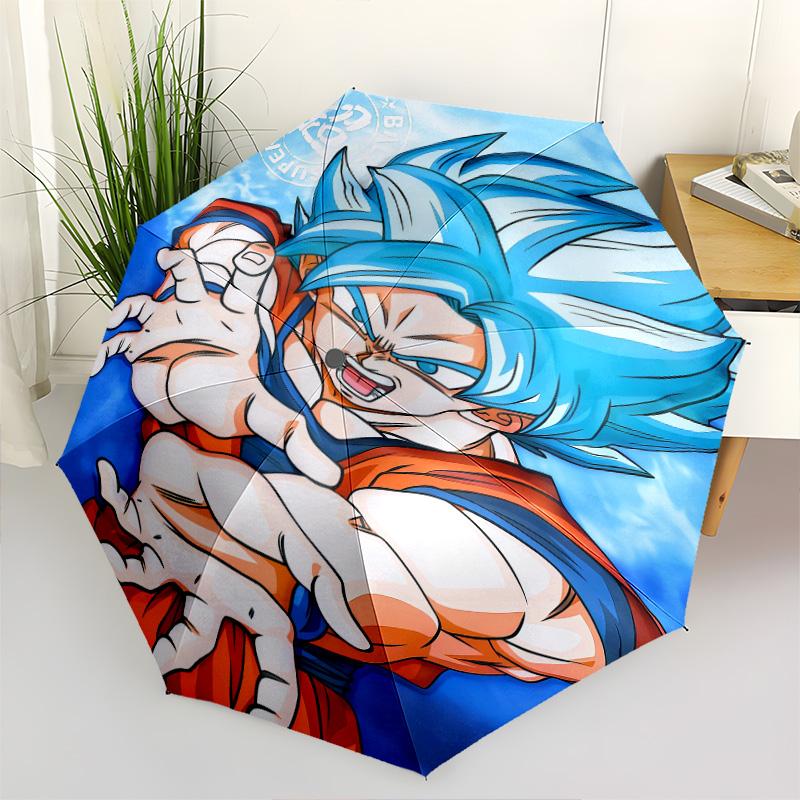 1 PC Automatic Folding Umbrella - Vegeta Pattern Portable Foldable Design With 8 Ribs Christmas Birthday Gifts